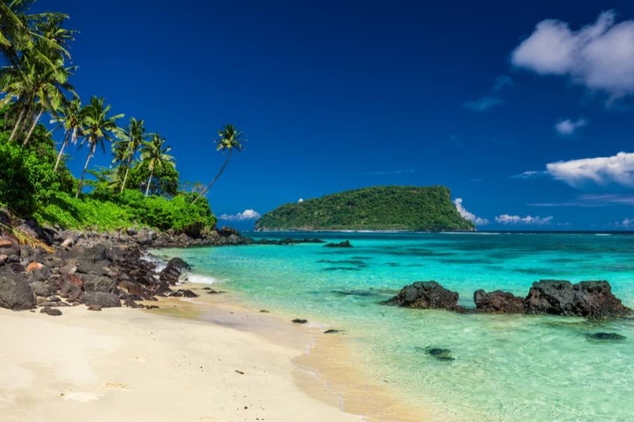 View from Lalomanu beach over the lagoon